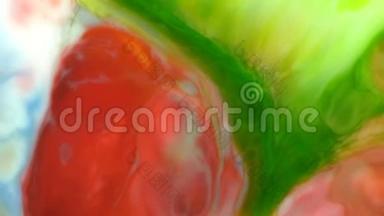 红蓝绿色食品色墨水，油液流动背景2